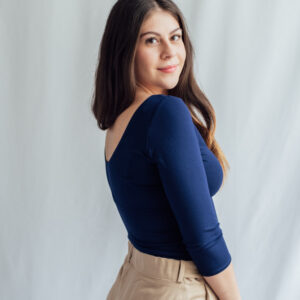 Bamboo tričko Dorothea s 3/4 rukávem tmavě modré Velikost: XL