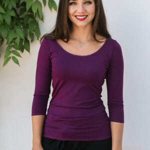 Bamboo tričko Marta s 3/4 rukávem švestkově fialové Velikost: S