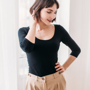 Bamboo tričko Marta s 3/4 rukávem černé Velikost: XL