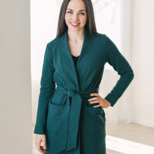 Kardigan Pino z bavlněné teplákoviny tmavě zelený Velikost: M