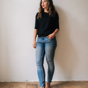 Balonové tričko Zina s 3/4 rukávem černé Velikost: L/XL