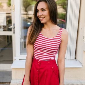 Bamboo tílko Marta červenobílý pruh Velikost: M