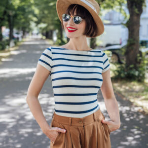 Bamboo tričko Amabile s kr. rukávem modro-smetanový proužek Velikost: XL