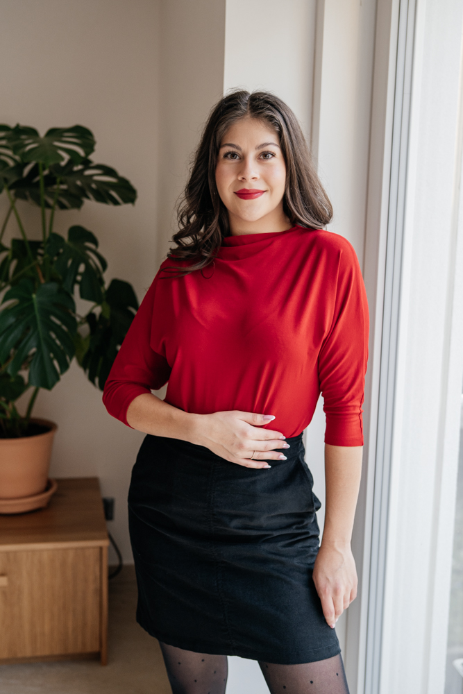 Bamboo tričko Aria s 3/4 rukávem červené Velikost: XL