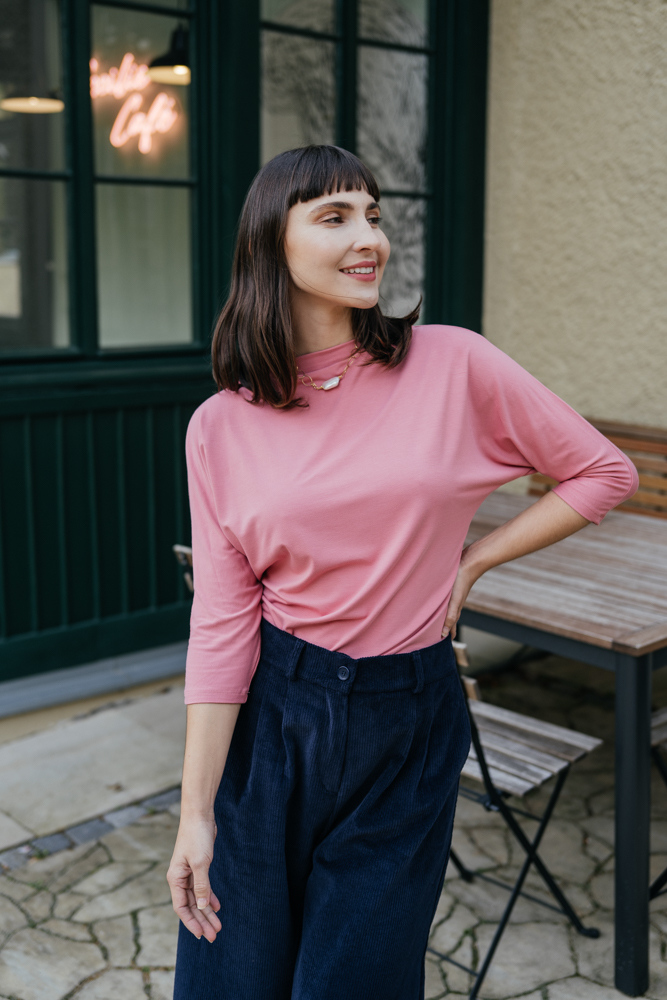 Bamboo tričko Aria s 3/4 rukávem růžové Velikost: XL