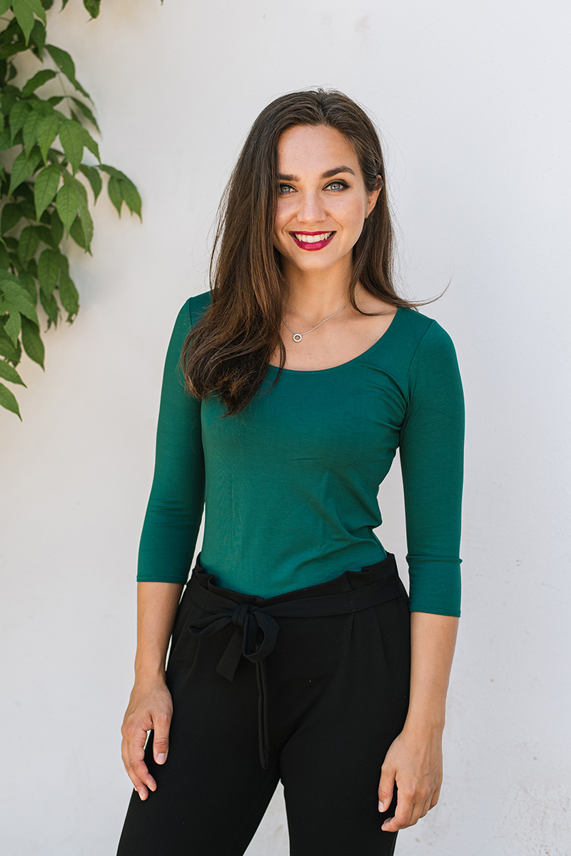 Bamboo tričko Marta s 3/4 rukávem tmavě zelené Velikost: M