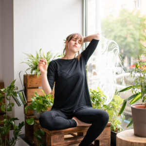 Bambusová tunika Dora s 3/4 rukávem černá Velikost: XS