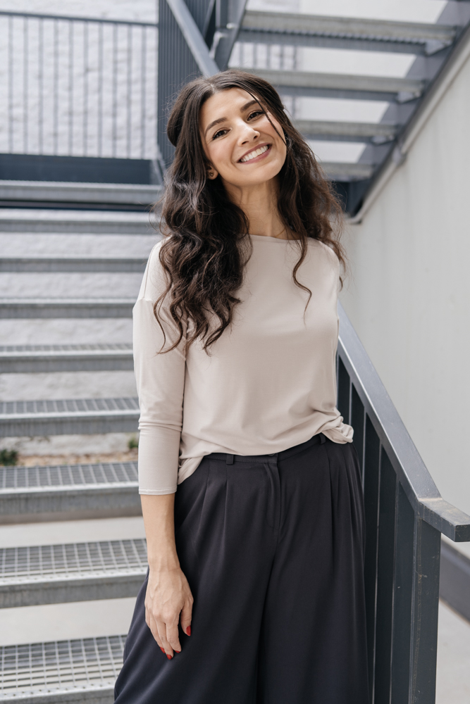 Bambusové tričko Doris s 3/4 rukávem mocca Velikost: L