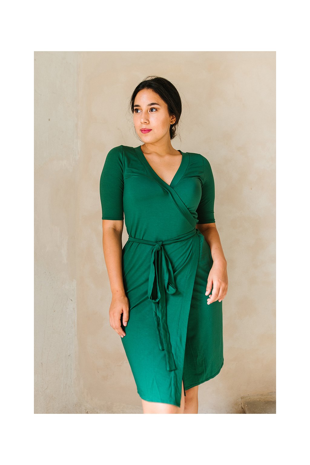 Bambusové zavinovací šaty Meda s rukávem po loket