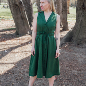 Lněné vestové šaty Madlen zelené Velikost: XL