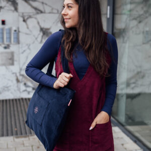 Manšestrová taška Shopper tmavě modrá