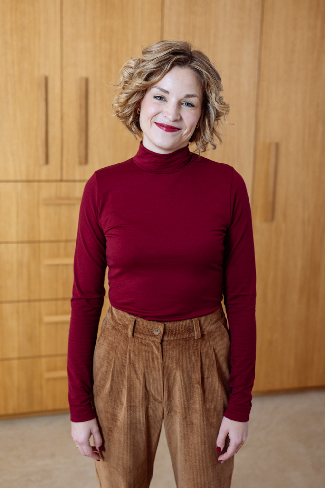 Merino rolák Astrid s dl. rukávem vínový Velikost: XL