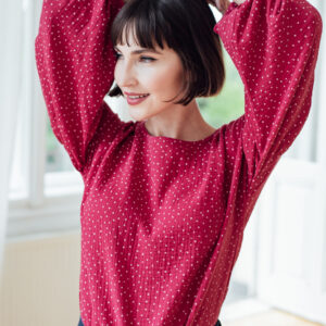 Mušelínová halenka Coco malinová s puntíky Velikost: XL