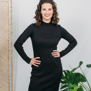 Šaty Laura ze silnějšího žebrovaného úpletu černé Velikost: M