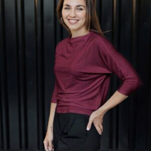 Bamboo tričko Aria s 3/4 rukávem bordó-vínové Velikost: XL