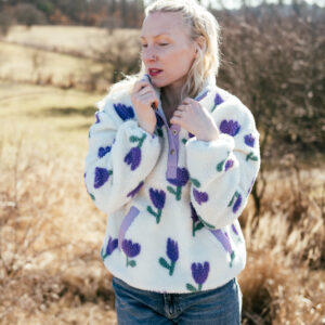 Beránková bunda Polly s tulipány smetanová Velikost: M