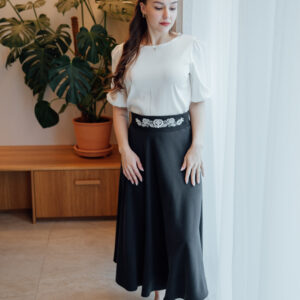 Černý vyšívaný pásek Srdce Varianta: Dárkové balení