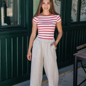 Lněné culottes Ronda oatmeal Velikost: XL