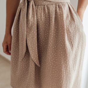 Mušelínové šaty Olivie béžové s puntíky Velikost: XXS