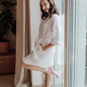 Mušelínový župan/kimono kabátek srdíčka Velikost: L/XL