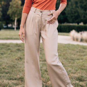 Tencelové kalhoty Mila béžové Velikost: XL