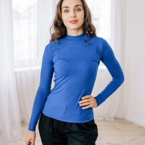 Žebrované tričko Rue s dl. rukávem královsky modré Velikost: XL