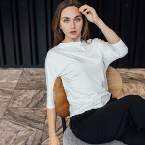 Bamboo tričko Aria s 3/4 rukávem mléčně bílé Velikost: XL