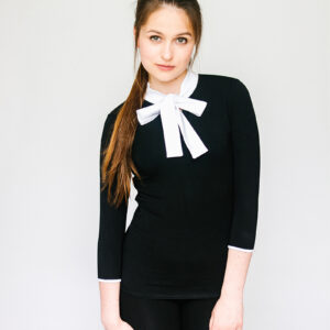 Bamboo tričko Josefina s 3/4 rukávem černé s bílou vázankou Velikost: L