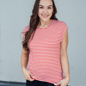 Bamboo tričko Ruby s kr. rukávem červeno-bílý proužek Velikost: L