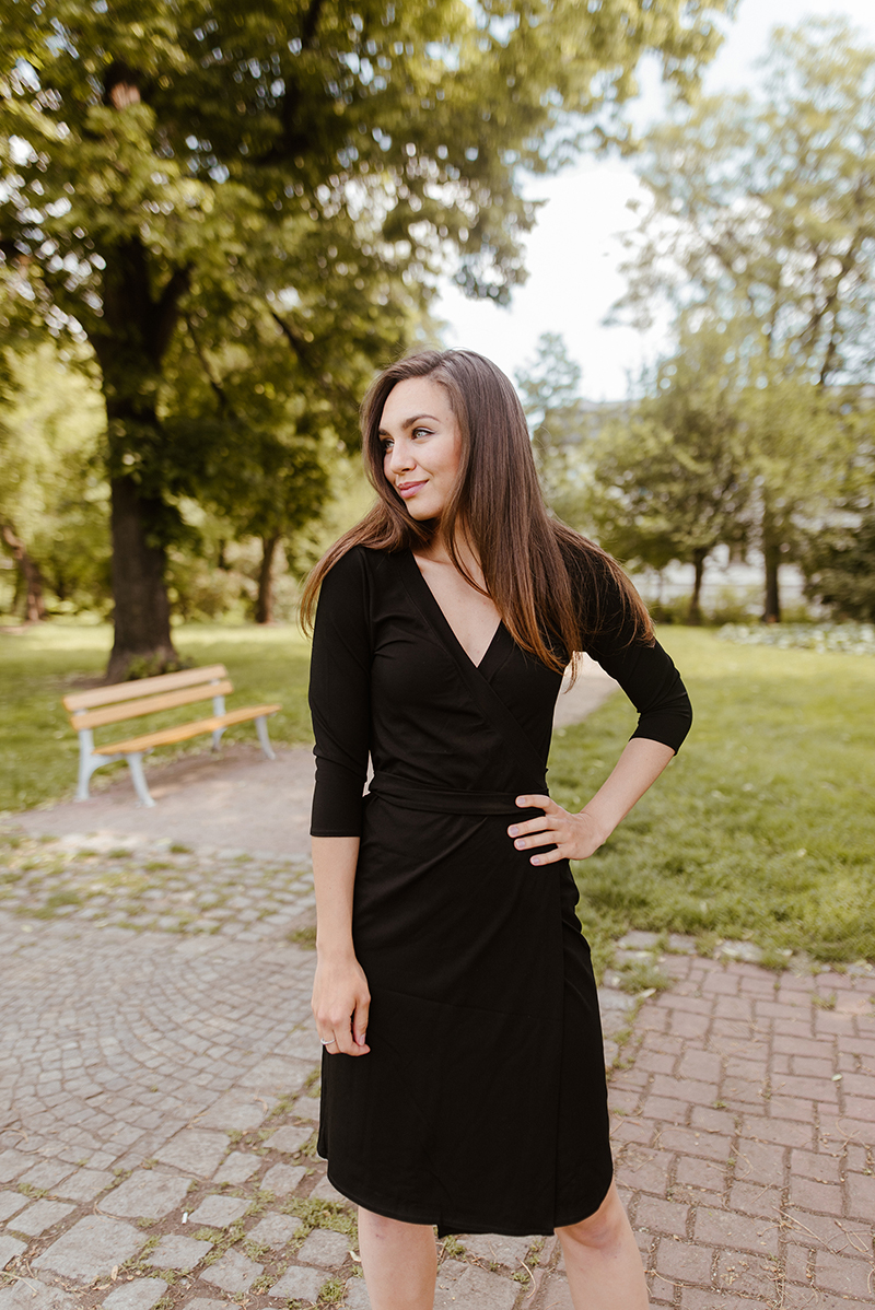 Bambusové zavinovací šaty Meda s 3/4 rukávem