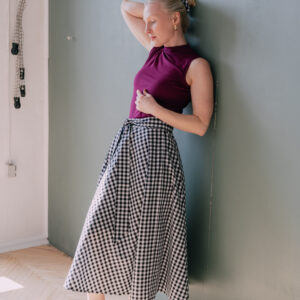 Černo-bílá kostkovaná sukně Bibi midi Velikost: XL