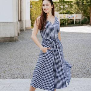 Letní šaty Caroline černobílá kostka Velikost: XL