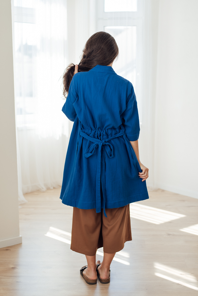 Mušelínový kimono kabátek královsky modrý Velikost: L/XL