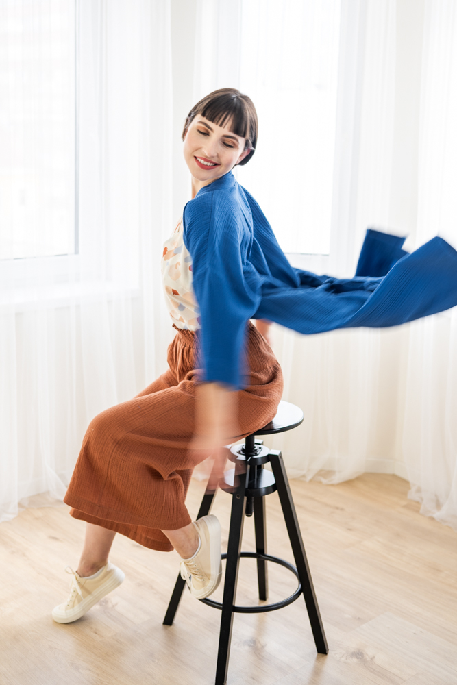 Mušelínový kimono kabátek královsky modrý Velikost: L/XL