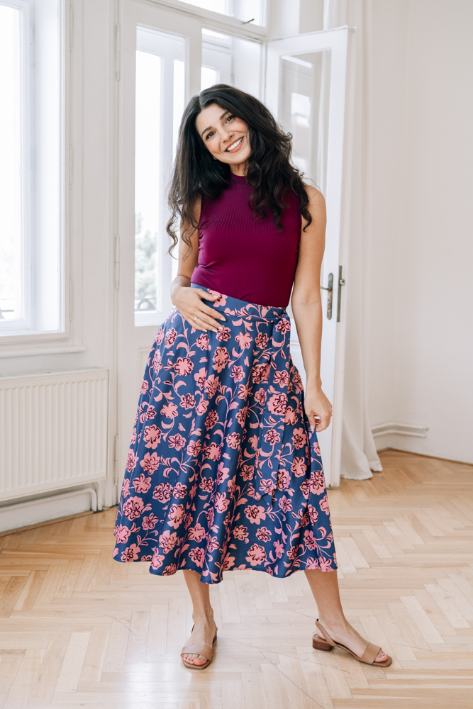 Sukně Bibi midi Rozkvetlé nebe Velikost: XL