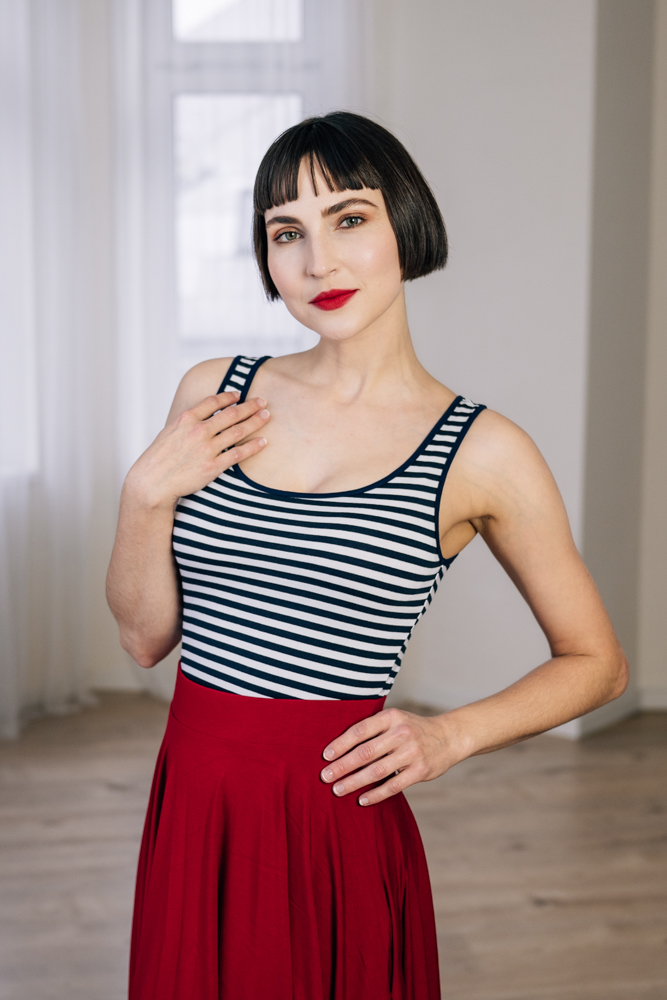 Bamboo tílko Marta modrobílý pruh Velikost: M
