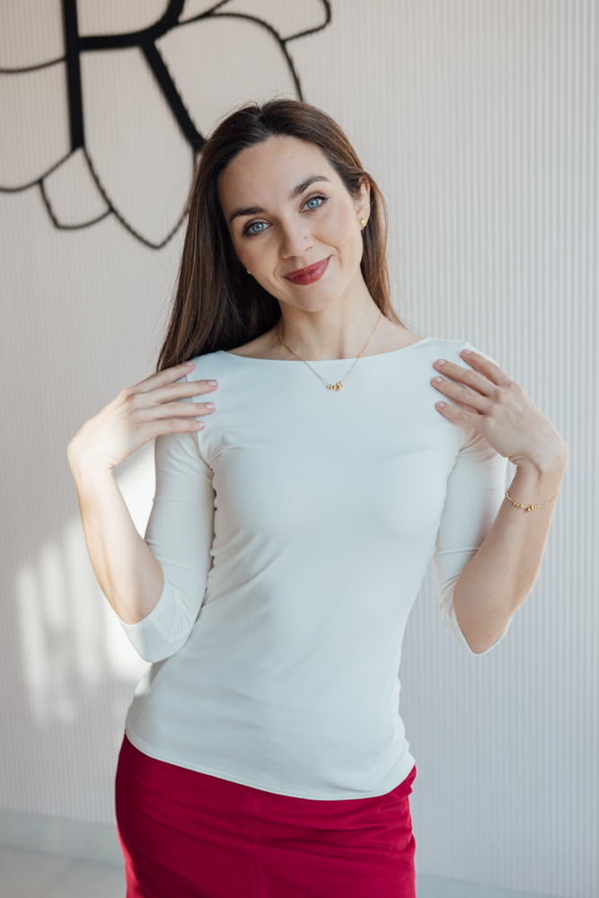 Bamboo tričko Dorothea s 3/4 rukávem bílé Velikost: XS