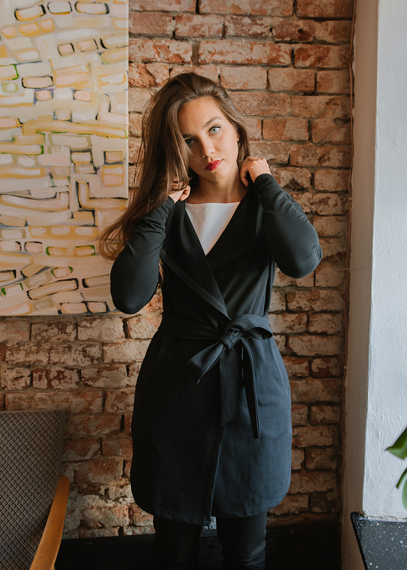Kardigan Mariana z bavlněné teplákoviny černý Velikost: XS
