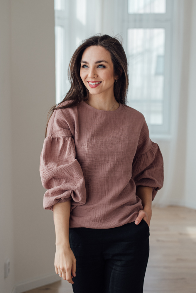 Mušelínová halenka Coco hnědorůžová Velikost: XL