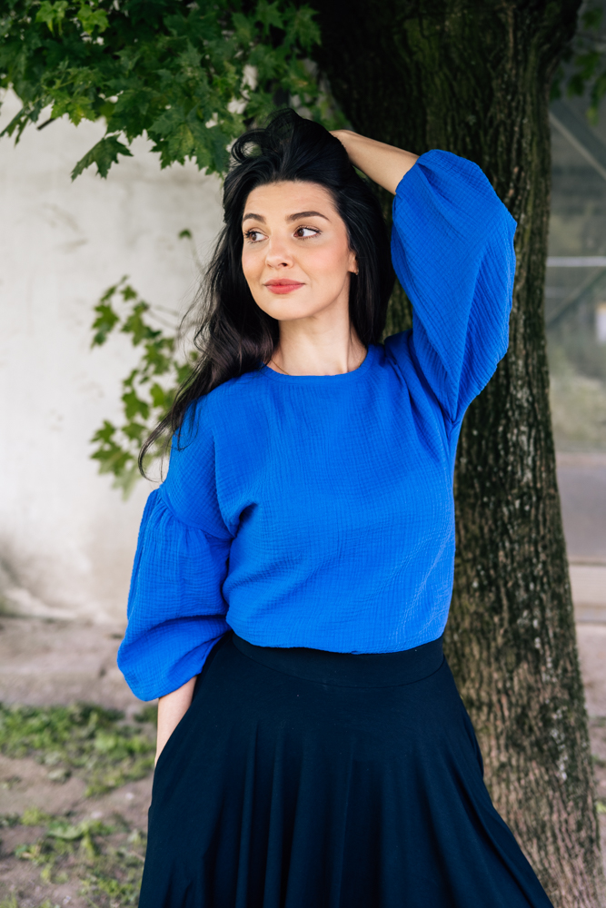 Mušelínová halenka Coco královsky modrá Velikost: XL