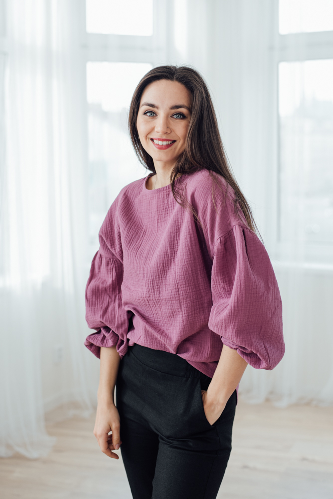 Mušelínová halenka Coco mauve Velikost: M