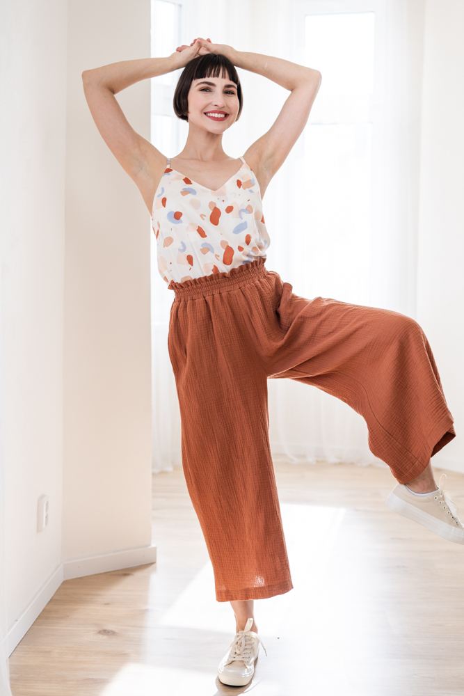 Mušelínové culottes Esme hnědé Velikost: XXS