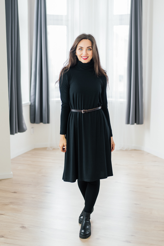 Rolákové bamboo šaty Cecile rozšířené černé Velikost: M
