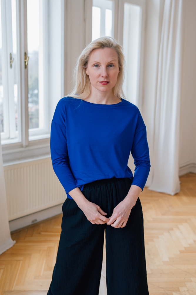 Bambusové tričko Doris s 3/4 rukávem královsky modré Velikost: XL