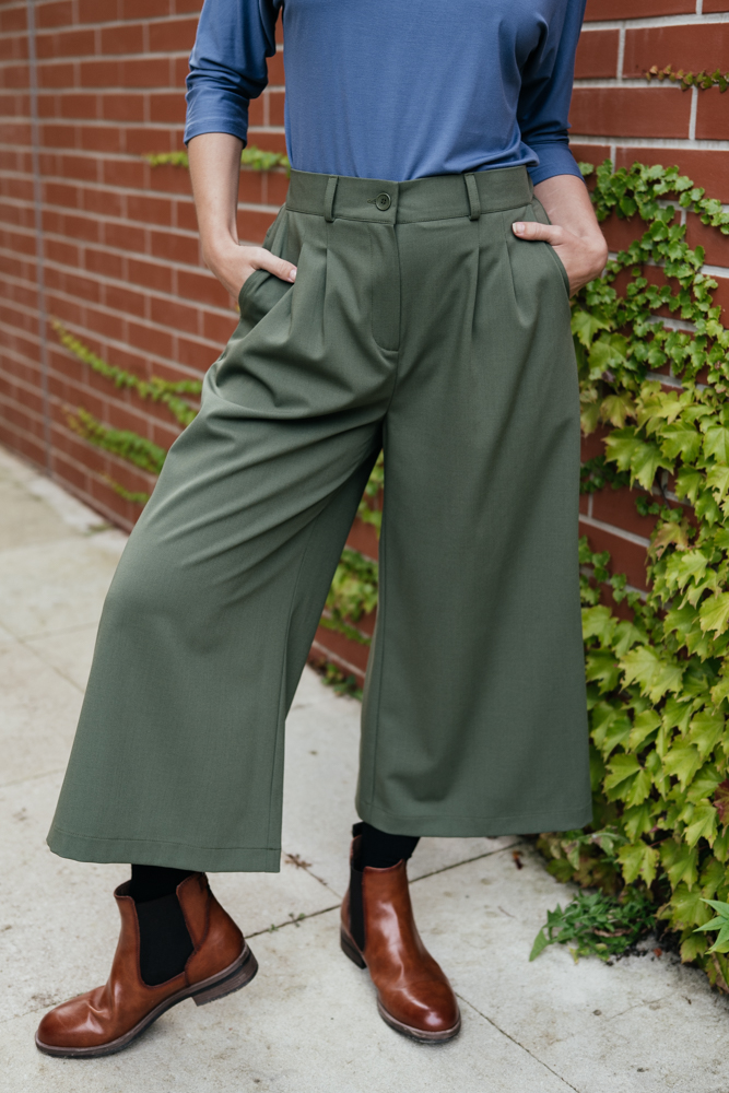 Business culottes Michele khaki Velikost: XL