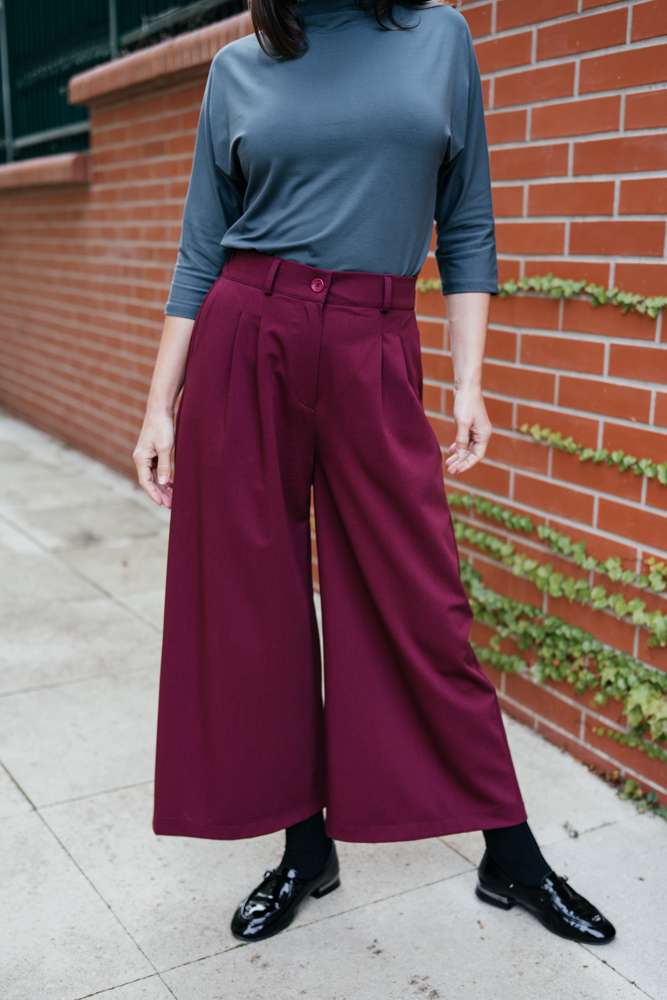 Business culottes Michele vínové Velikost: XL