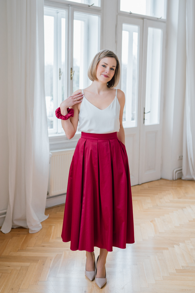 Fuchsiová saténová gumička scrunchie