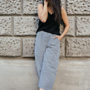 Kostičkované culottes Ronda černo-bílé Velikost: XL