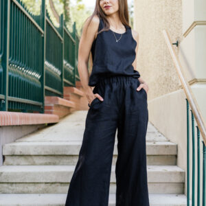 Lněné culottes Ronda černé Velikost: XL