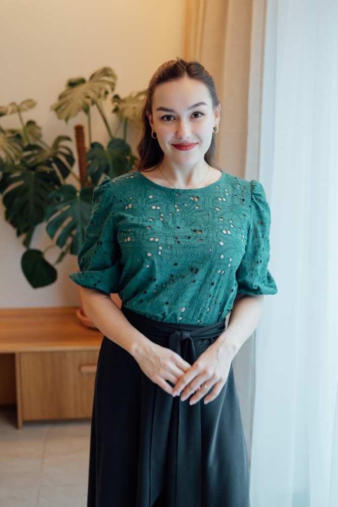 Madeirová halenka s naducanými rukávy Rosa zelená Velikost: L